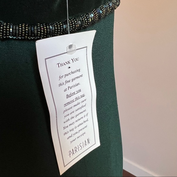 Vintage Emerald Green Velvet & Beaded Floor Length Dress - Picture 9 of 14